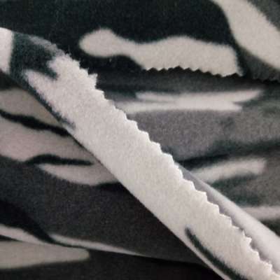 polyester camouflage printed polar fleece two side brushed, one side anti-pilling